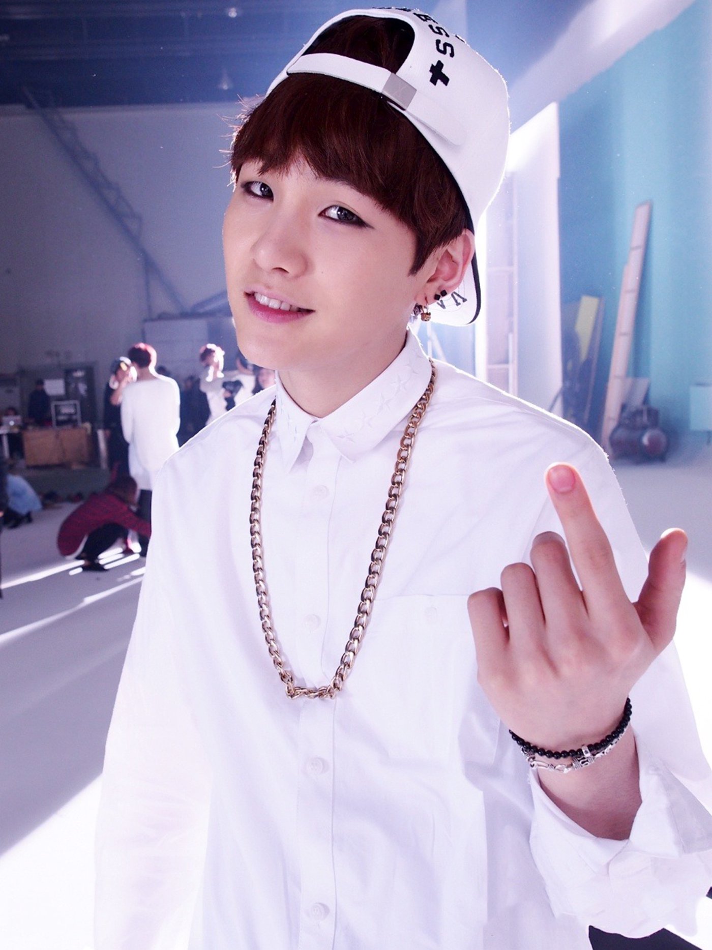 Suga during the filming of the BTS music video One Day in April 2014